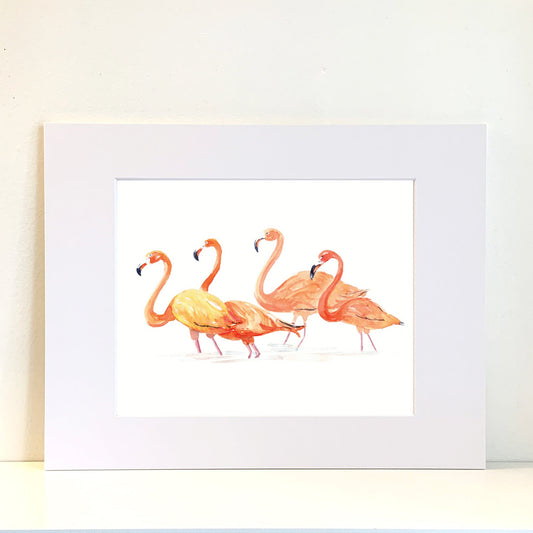 Flamingos Watercolor Print Art - Flamingo Shores - Original Art for Home Decor and Gifts
