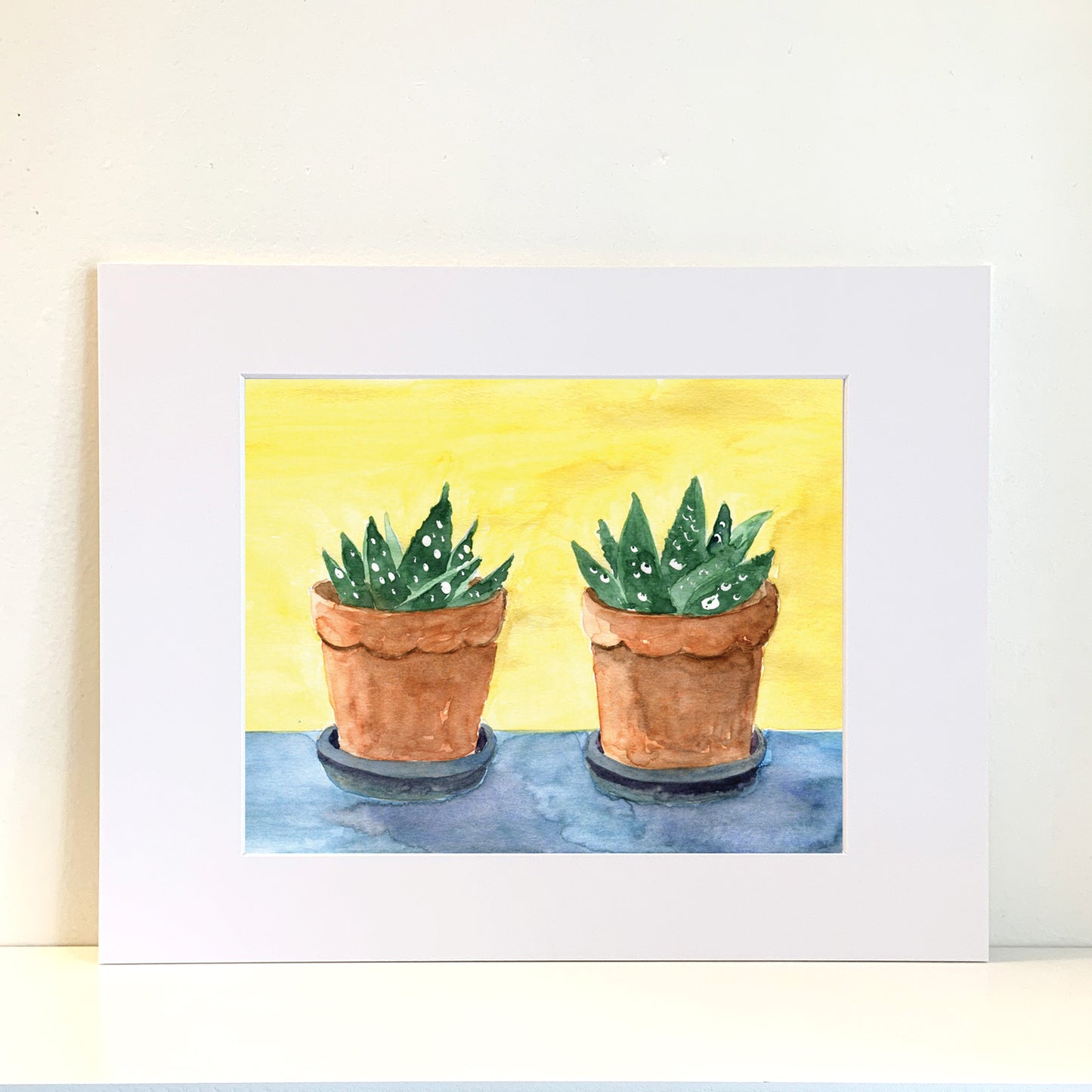 Succulent Houseplants Watercolor Print Art - Flamingo Shores - Original Art for Home Decor and Gifts