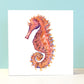 Coral Seahorse Watercolor Print on Wood Block - Flamingo Shores - Original Art for Home Decor and Gifts