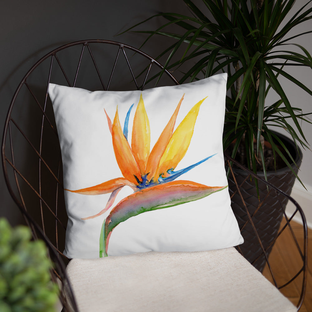 Bird of Paradise 18x18 pillow with zipper - Flamingo Shores - Original Art for Home Decor and Gifts