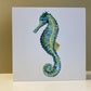 Blue Seahorse Watercolor Print on Wood Block - Flamingo Shores - Original Art for Home Decor and Gifts