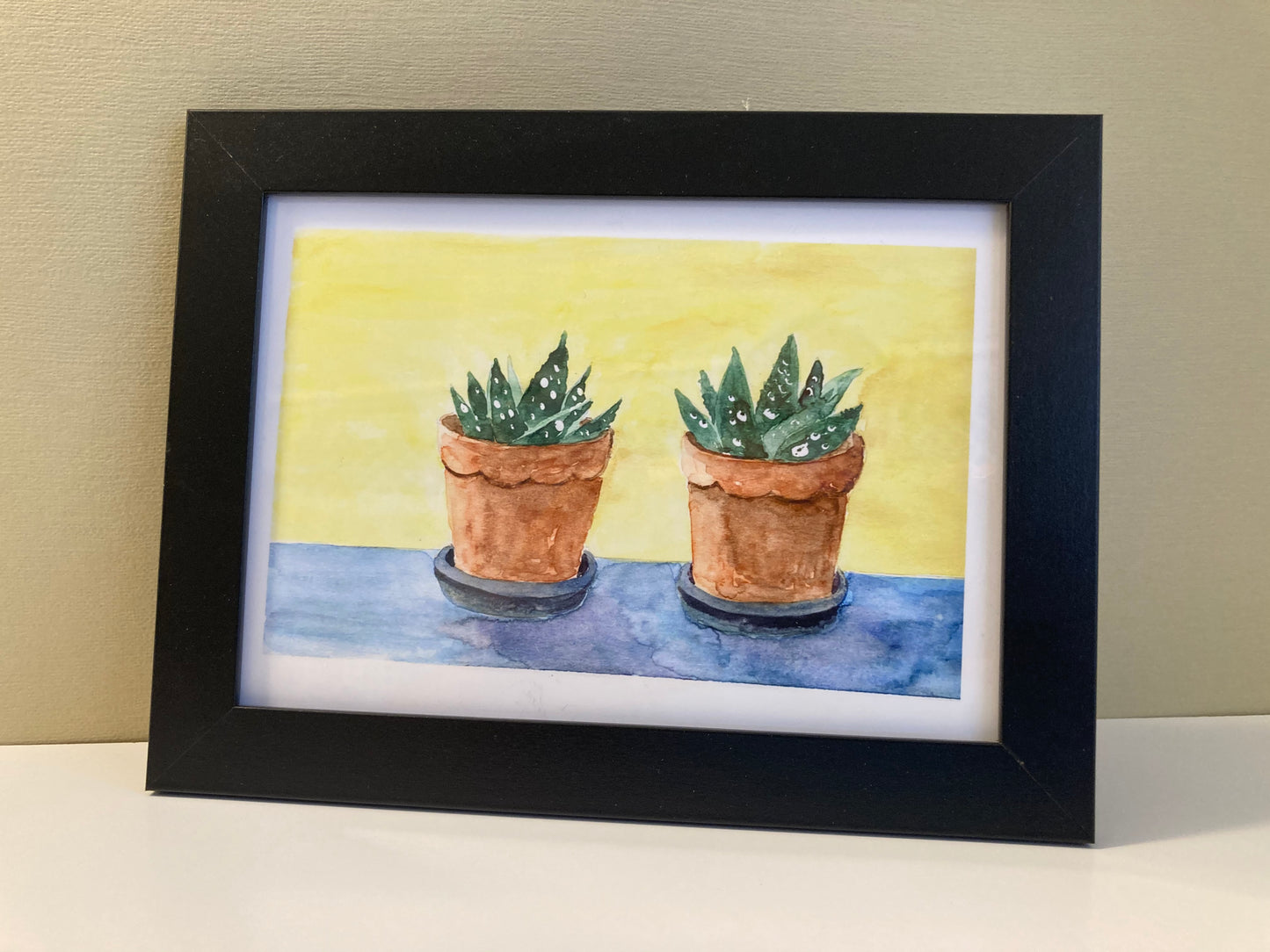 Succulent Houseplants Watercolor Print Art - Flamingo Shores - Original Art for Home Decor and Gifts