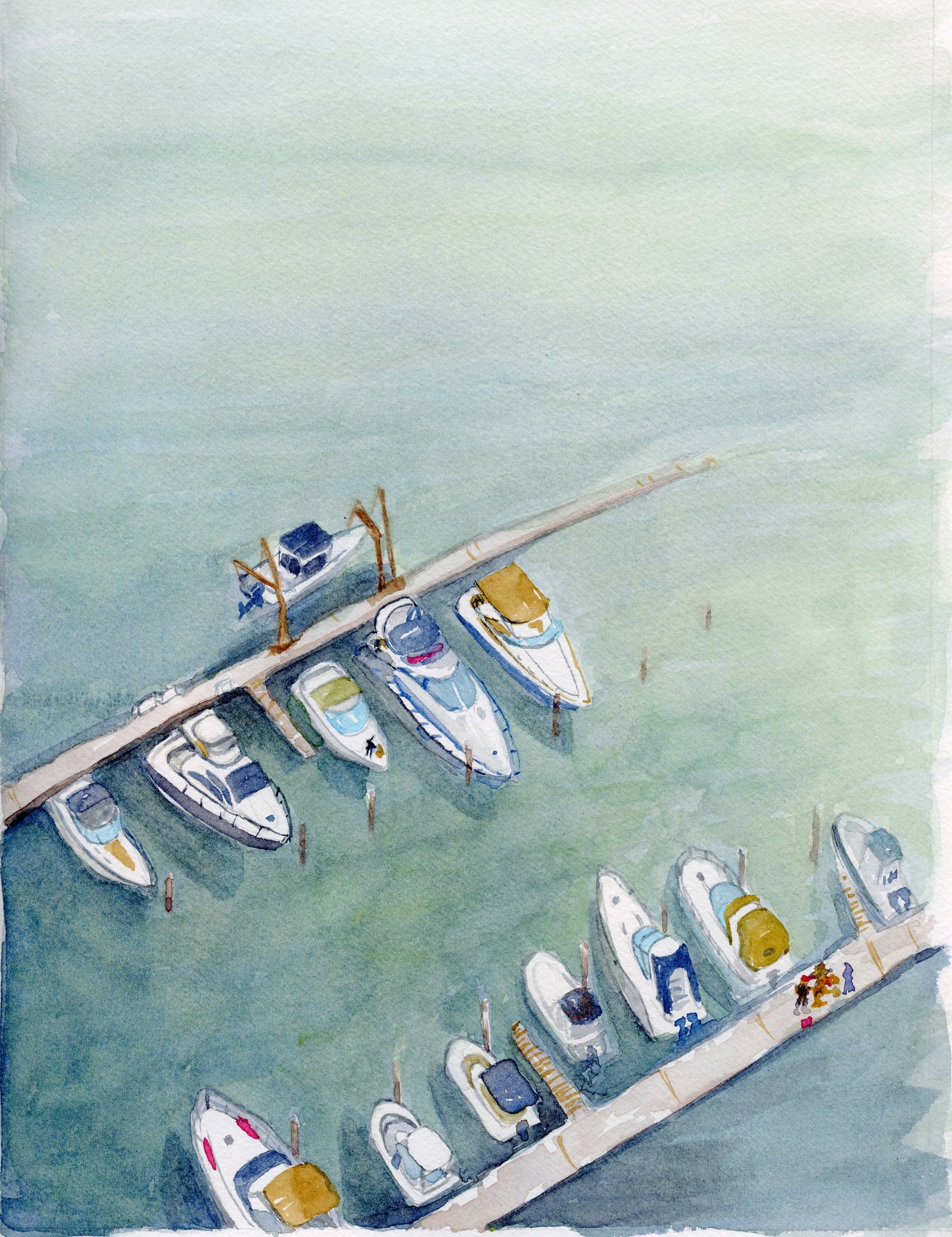 boat illustration of marina art
