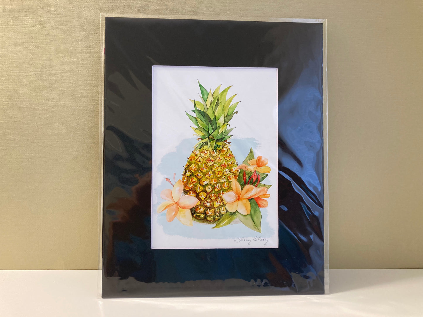 Pineapple Watercolor Print Art - Flamingo Shores - Original Art for Home Decor and Gifts