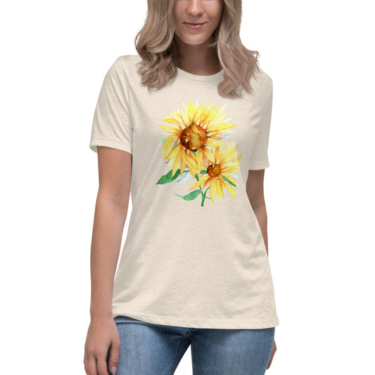SUNFLOWER Women's Relaxed T-Shirt - Flamingo Shores - Original Art for Home Decor and Gifts